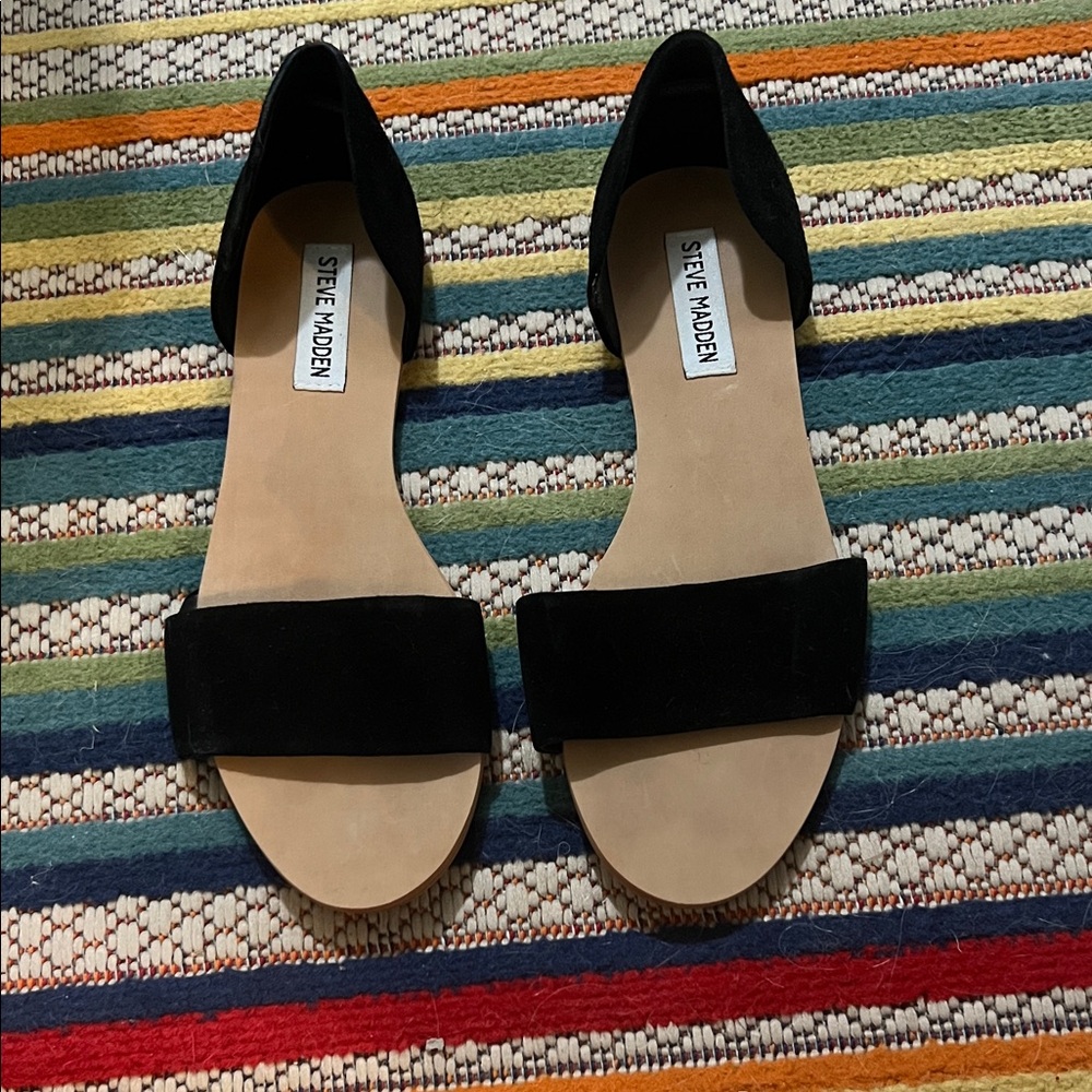 Steve Madden Black Suede Open-Front Sandals